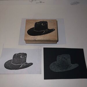 Wooden Rubber Stamp Cowboy Hat Scrapbooking Crafts Rodeo Theme